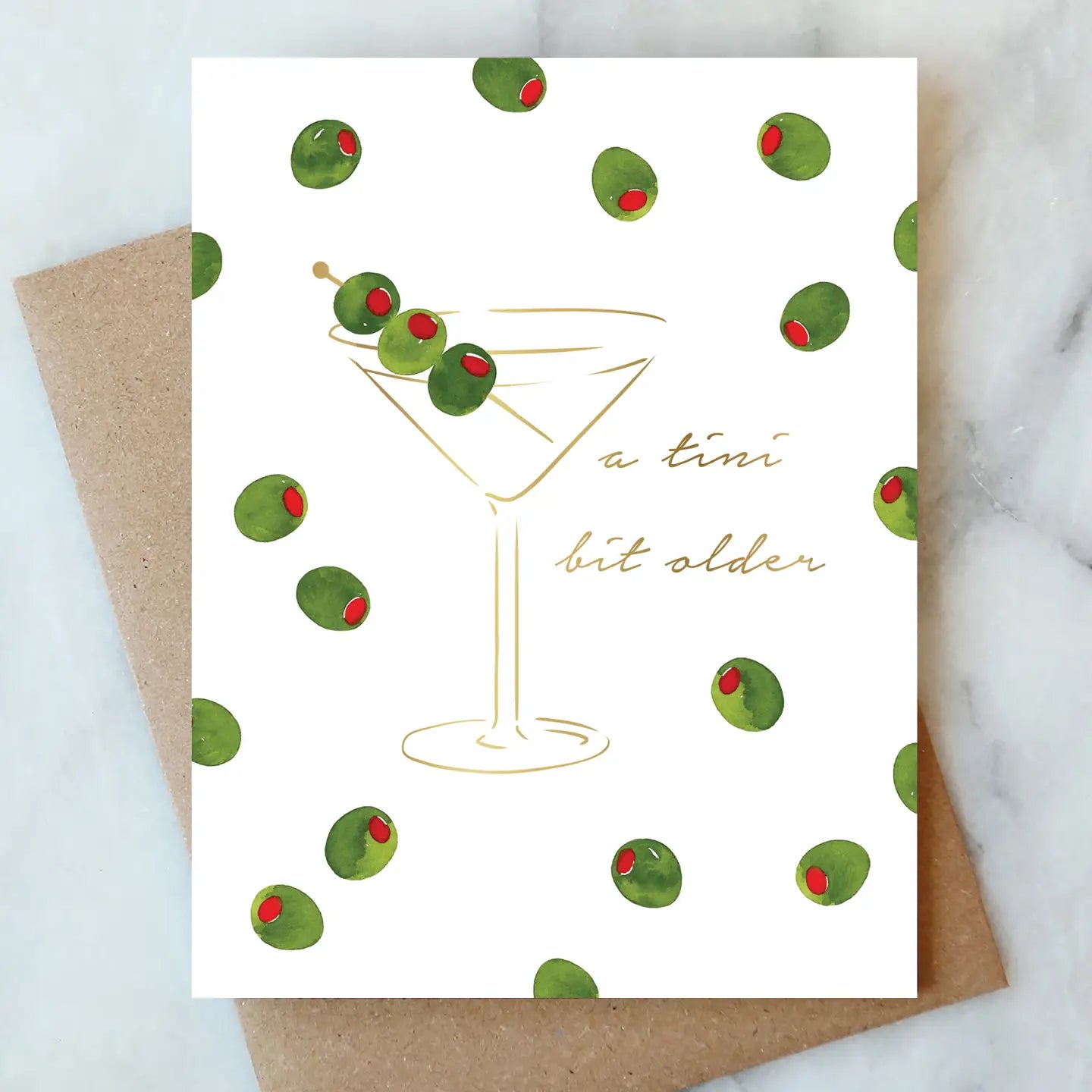 Martini Olives Birthday Greeting Card