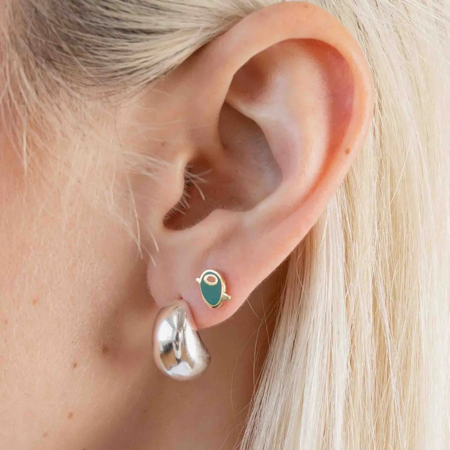 Olive Enamel Stud Earrings