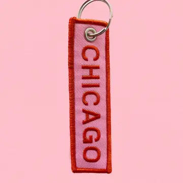 Chicago Embroidered Keychain Orange