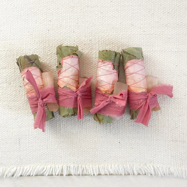 Pink Selenite Eucalyptus Bundle
