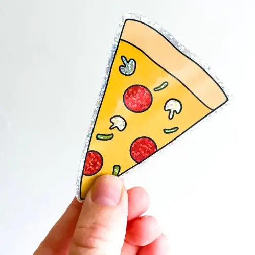 Glitter Pizza Slice Sticker