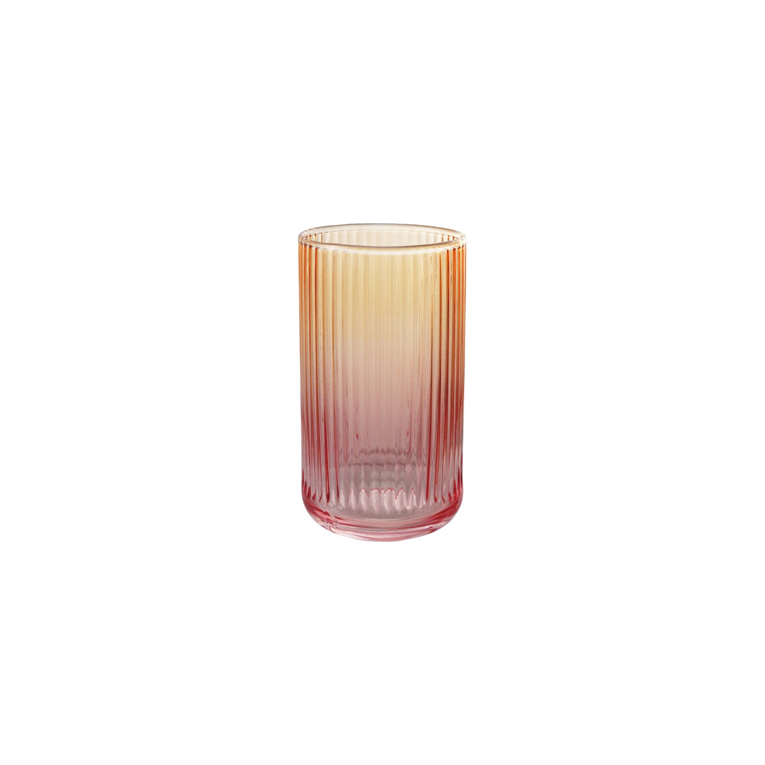 Ribbed Drinking Glass, Pink Ombre