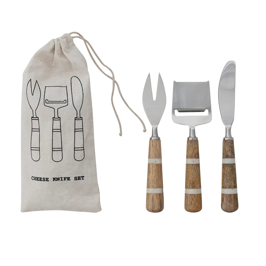 Set of 3 Stainless Steel Cheese Knives