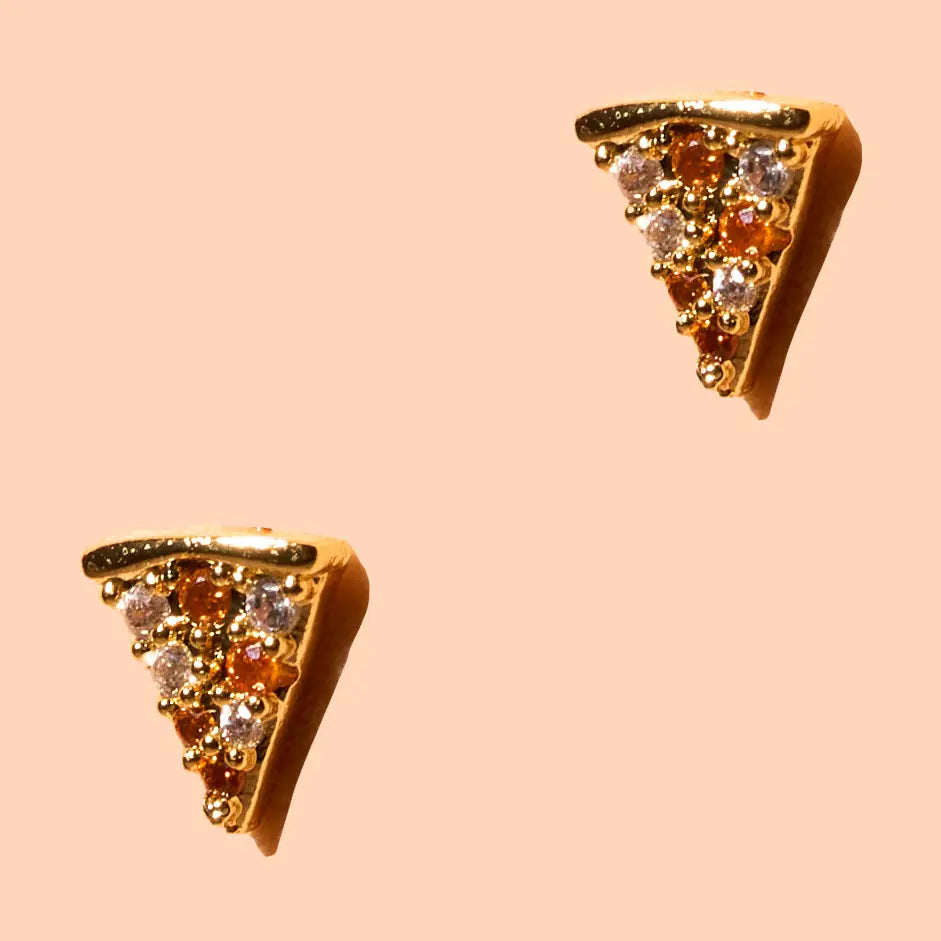 Shimmer Pizza Earrings 18k Gold Plated