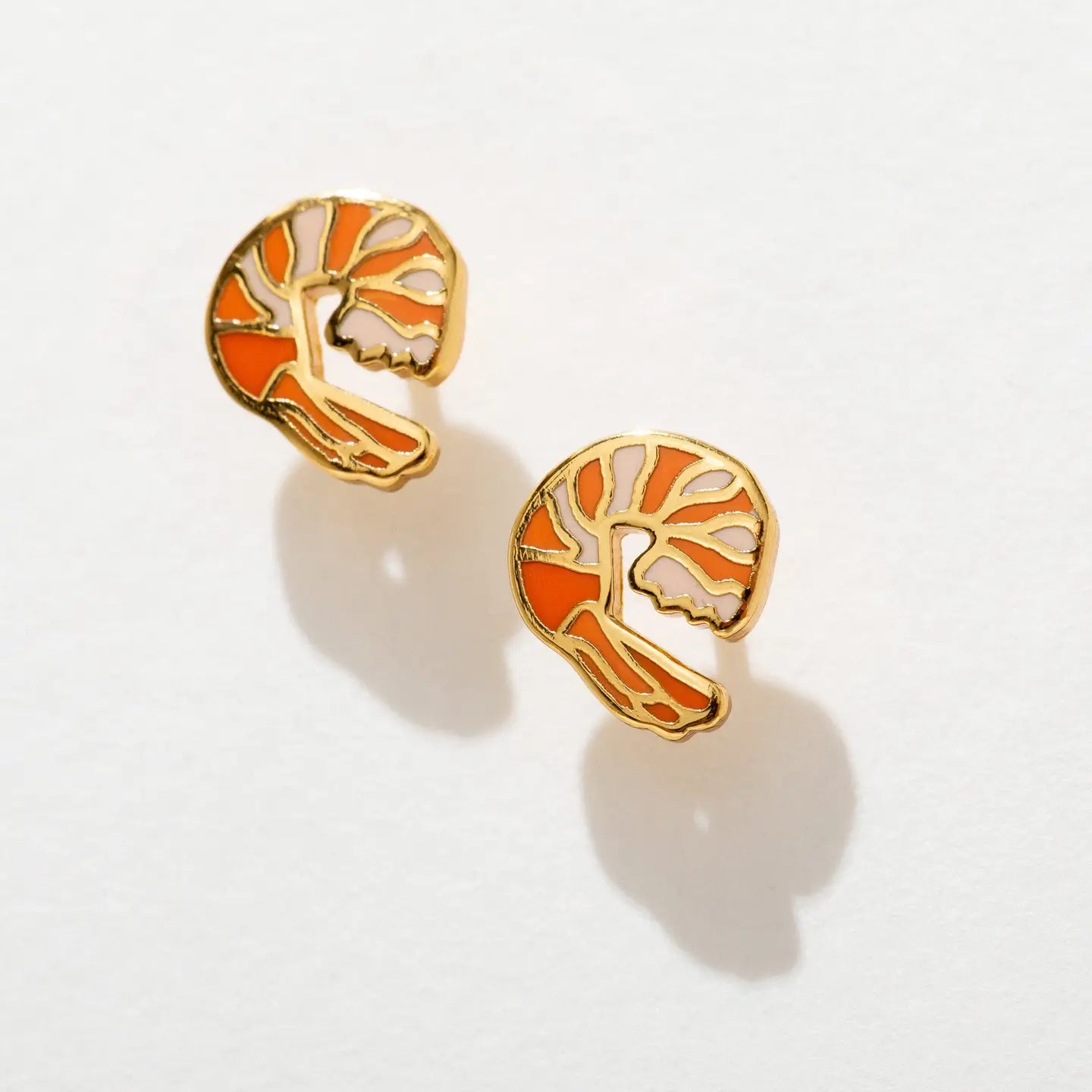 Shrimp Enamel Stud Earrings