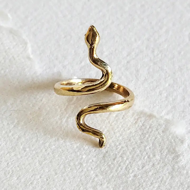 Brass Serpent Ring, Adjustable