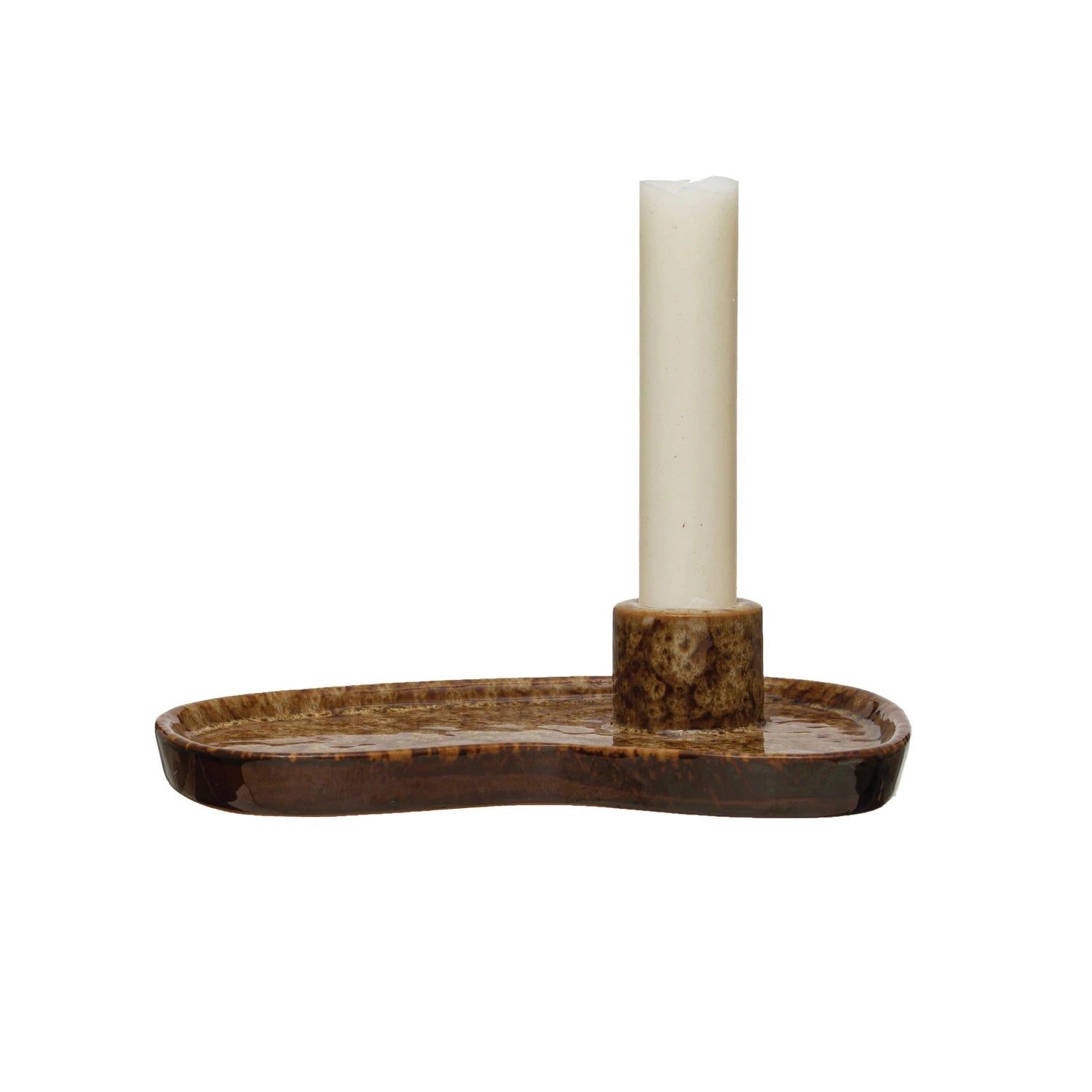 Stoneware Taper Holder w/ Tray