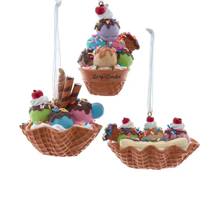 Waffle Sundae Cone Ornament