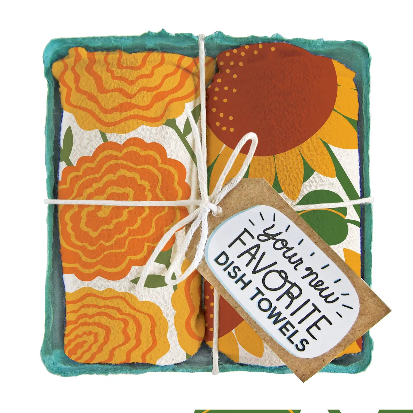 Hello Sunshine (Sunflower,Marigold) -Tea Towel Set of 2