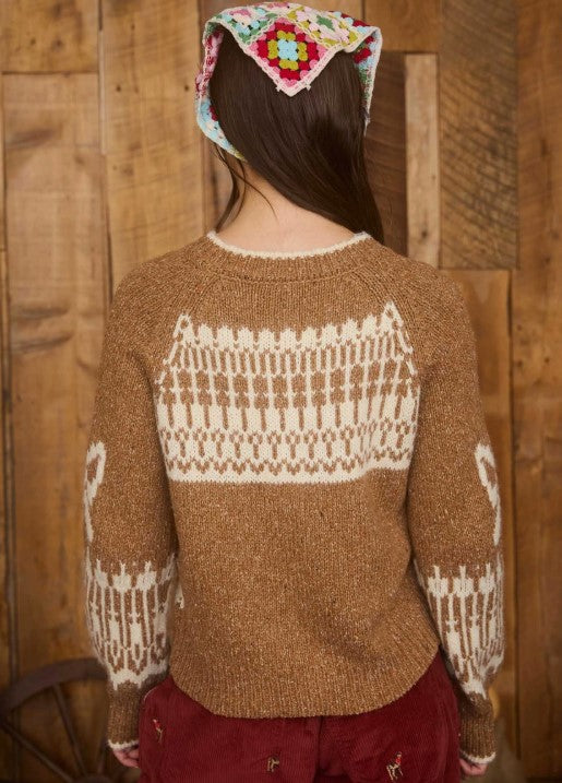 Swan Jacquard Button Down Long Sleeve Cardigan