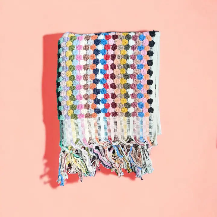 Pompom Bubble Handloomed Turkish Hand Towel - Multicolor