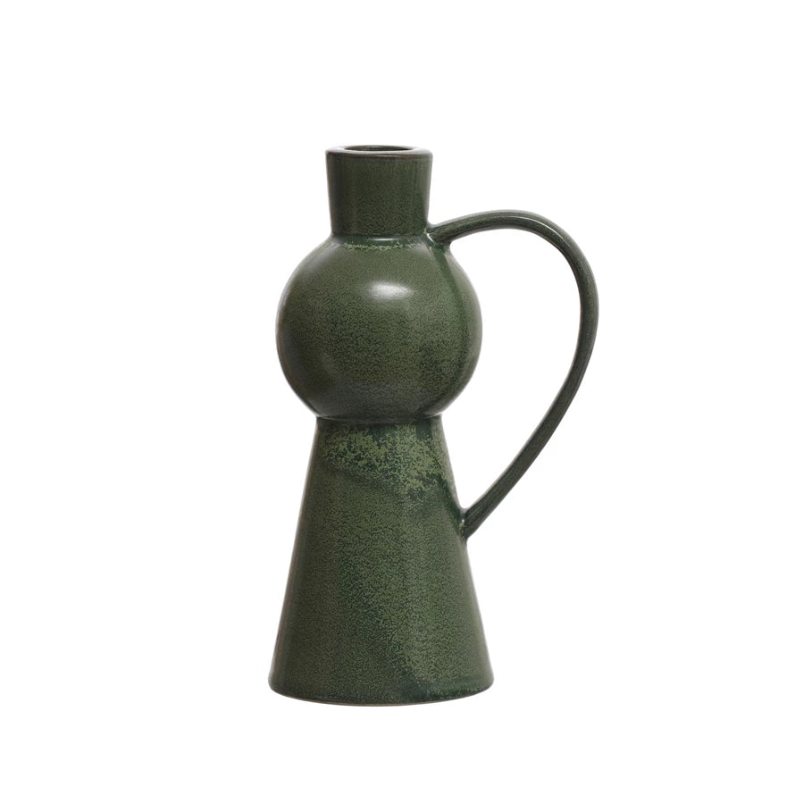 Stoneware Taper Holder w/ Handle