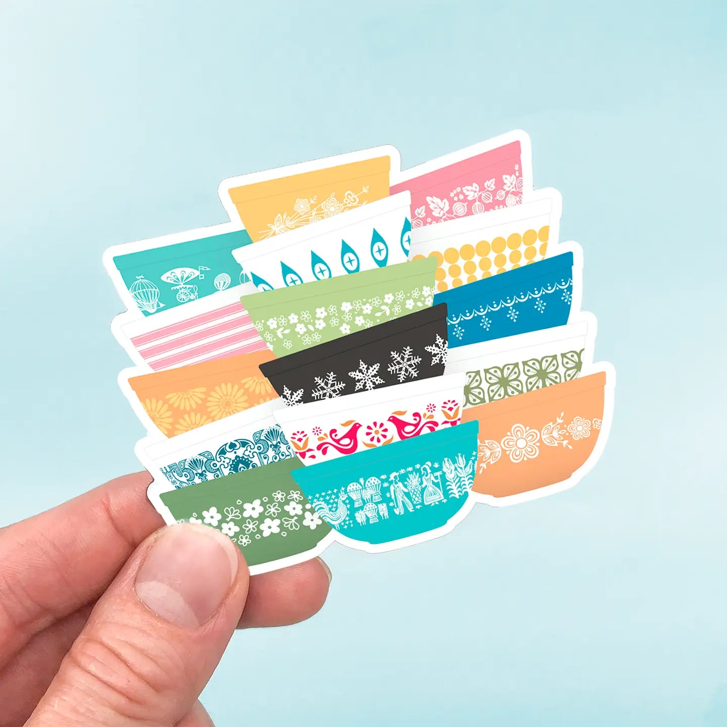 Pyrex-Inspired Bowl Whimsy Stack Magnet Retro Fridge Decor