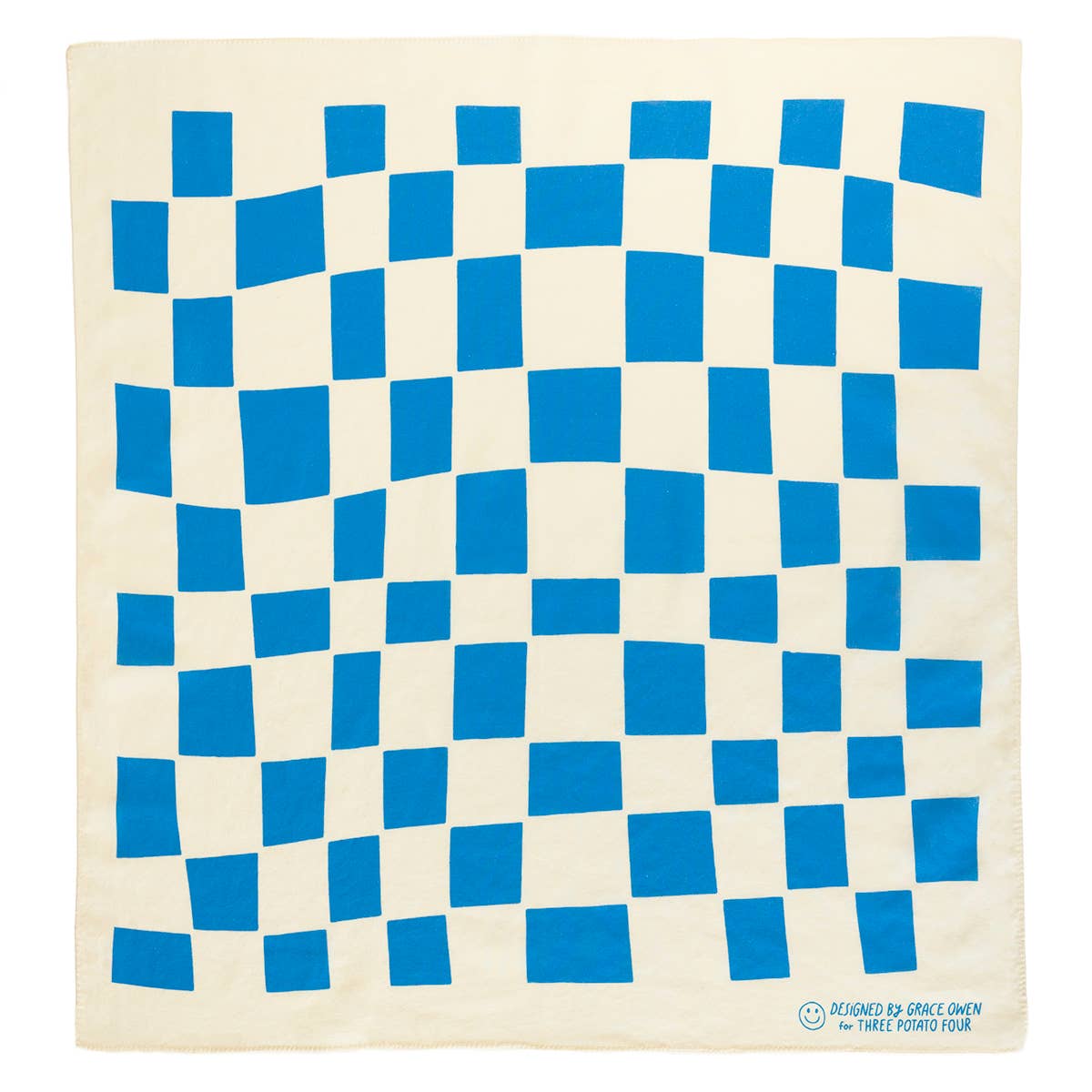 Blue and Cream Checkered Bandana