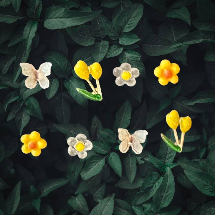 Flower & Butterfly Stud Set