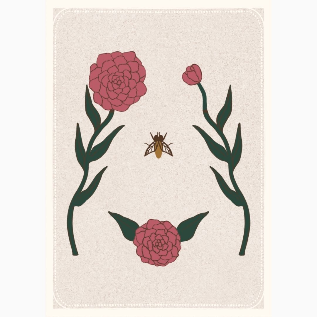 Women's Torso with Peonies Print