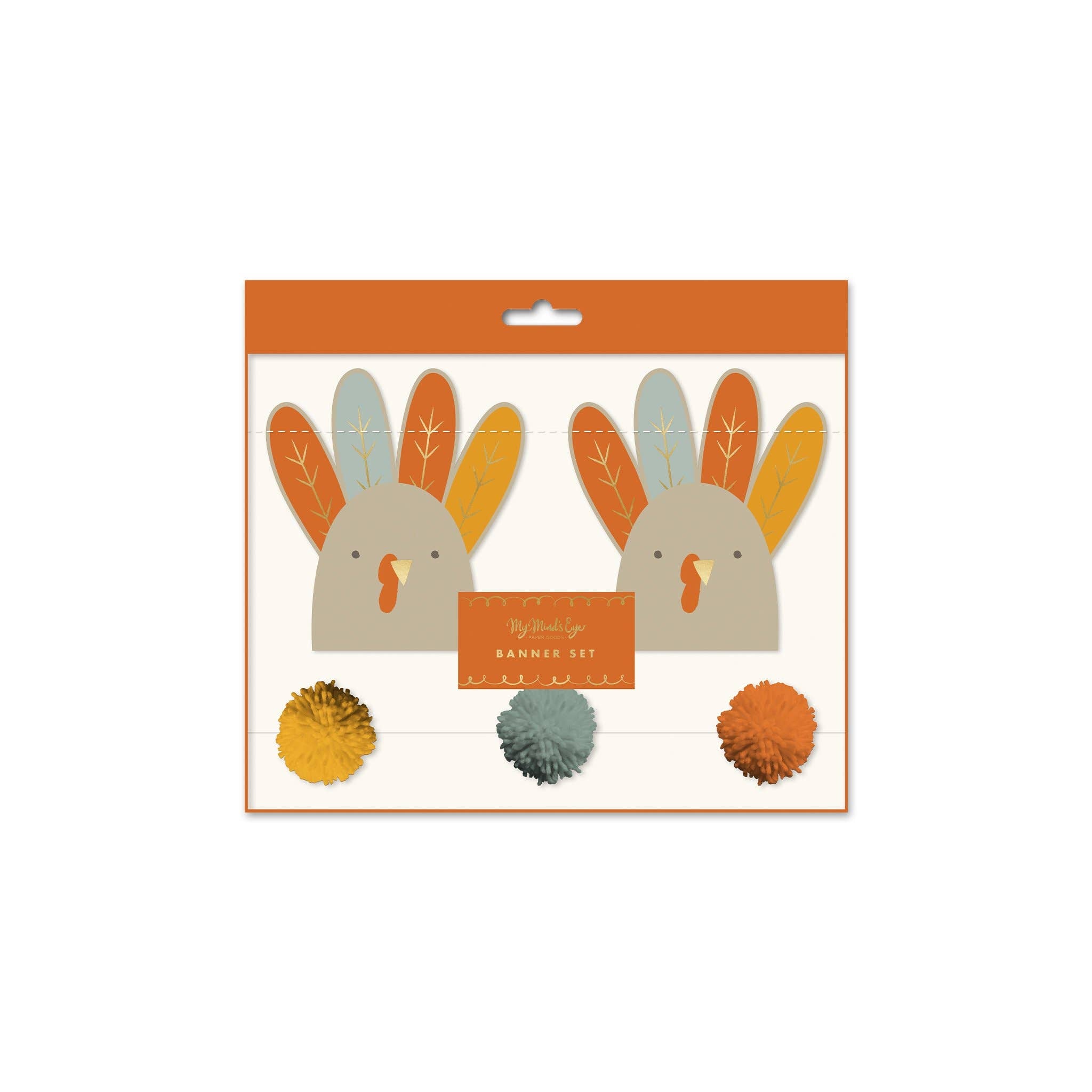 Turkey and Pom Pom Banner Set
