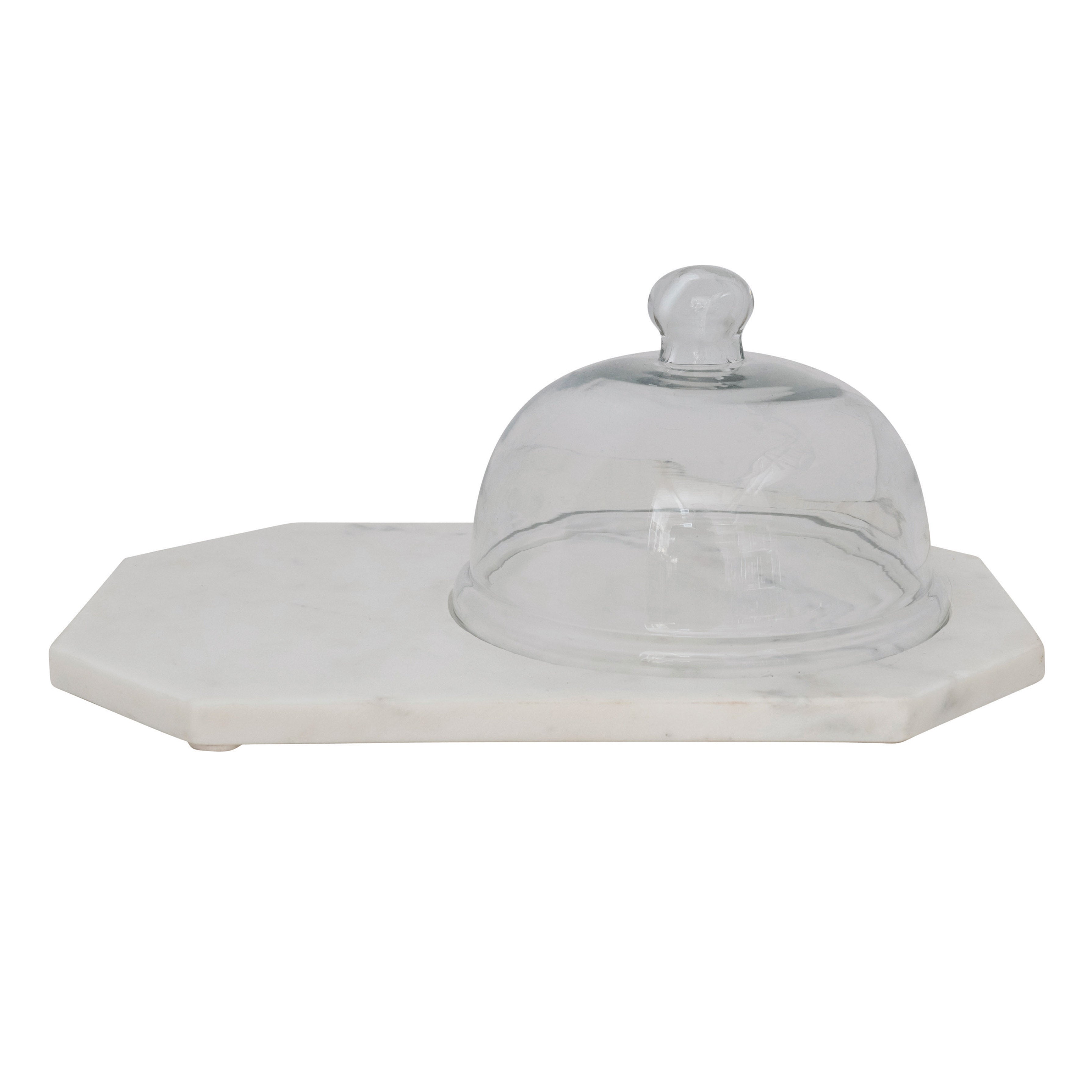 Marble Serving Tray with Glass Cloche