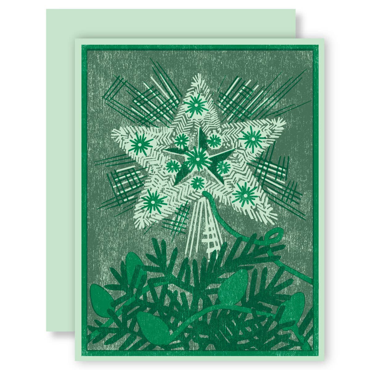 Tinsel Tree Topper Letterpress Card - Set of 6