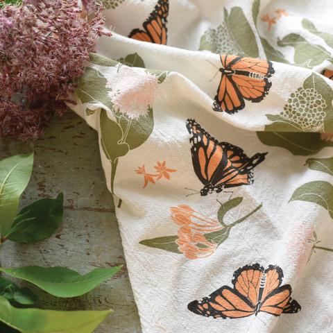 Monarchs & Milkweeds Tea Towel
