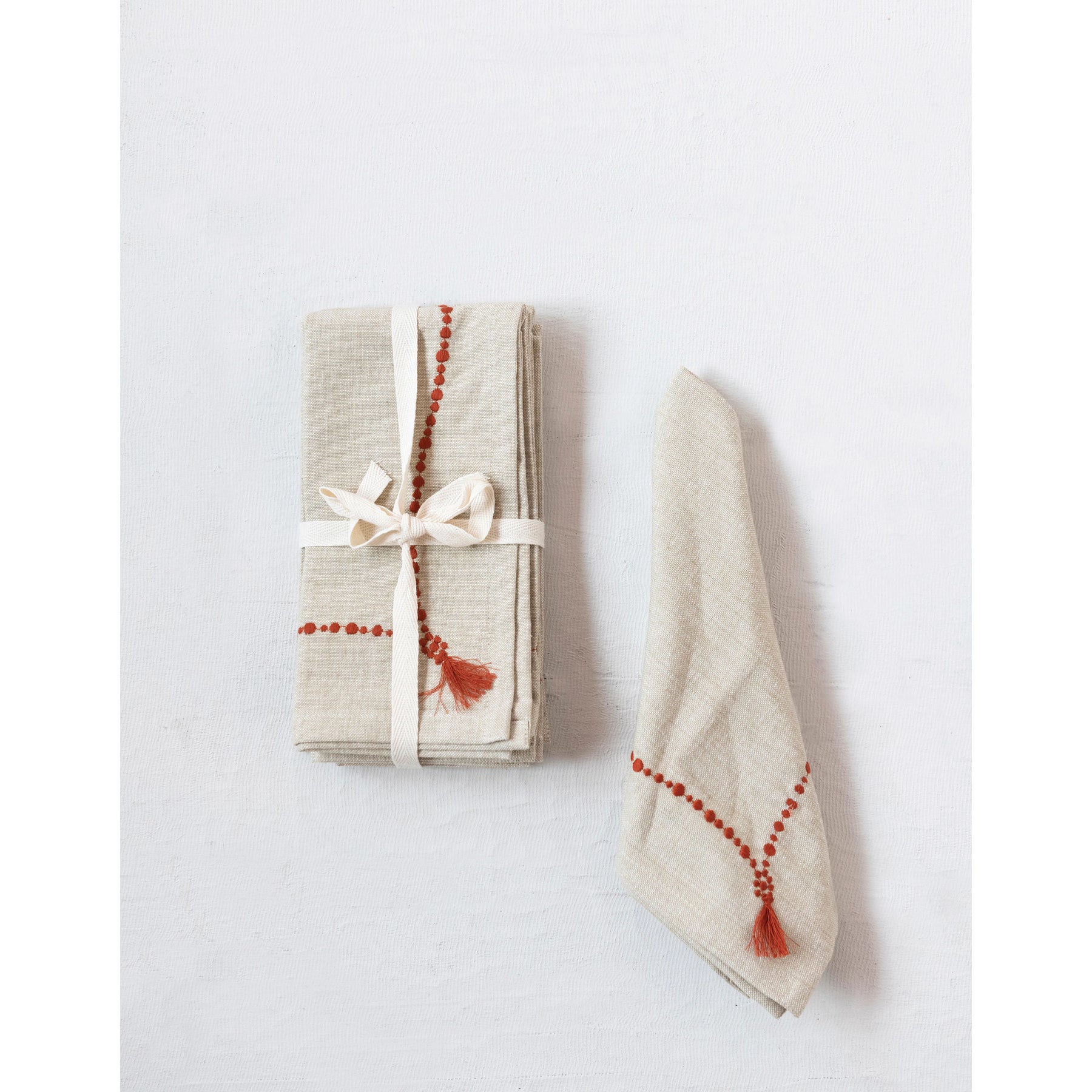 Cotton Chambray Embroidered Napkins