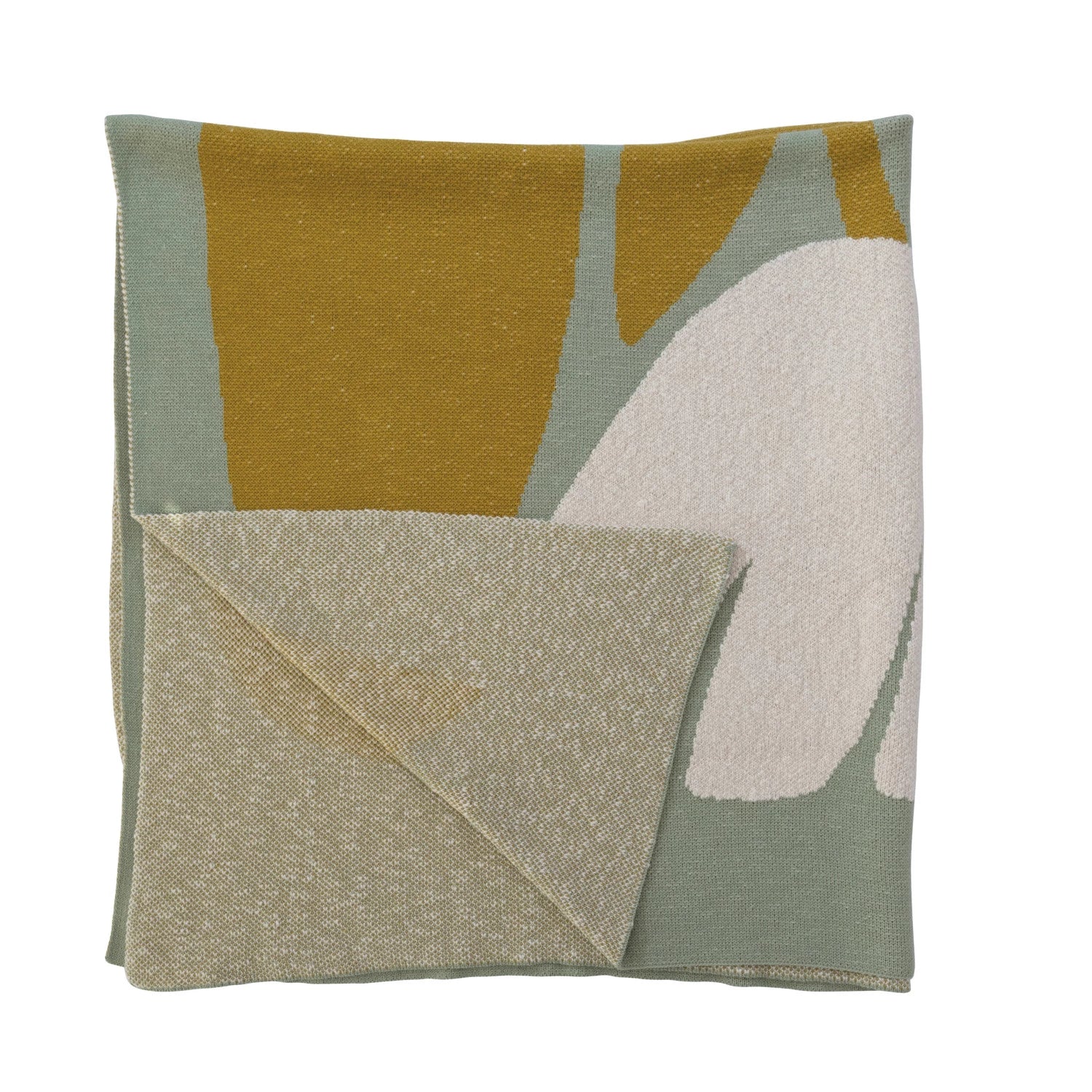 Cotton Knit Throw w/ Flowers