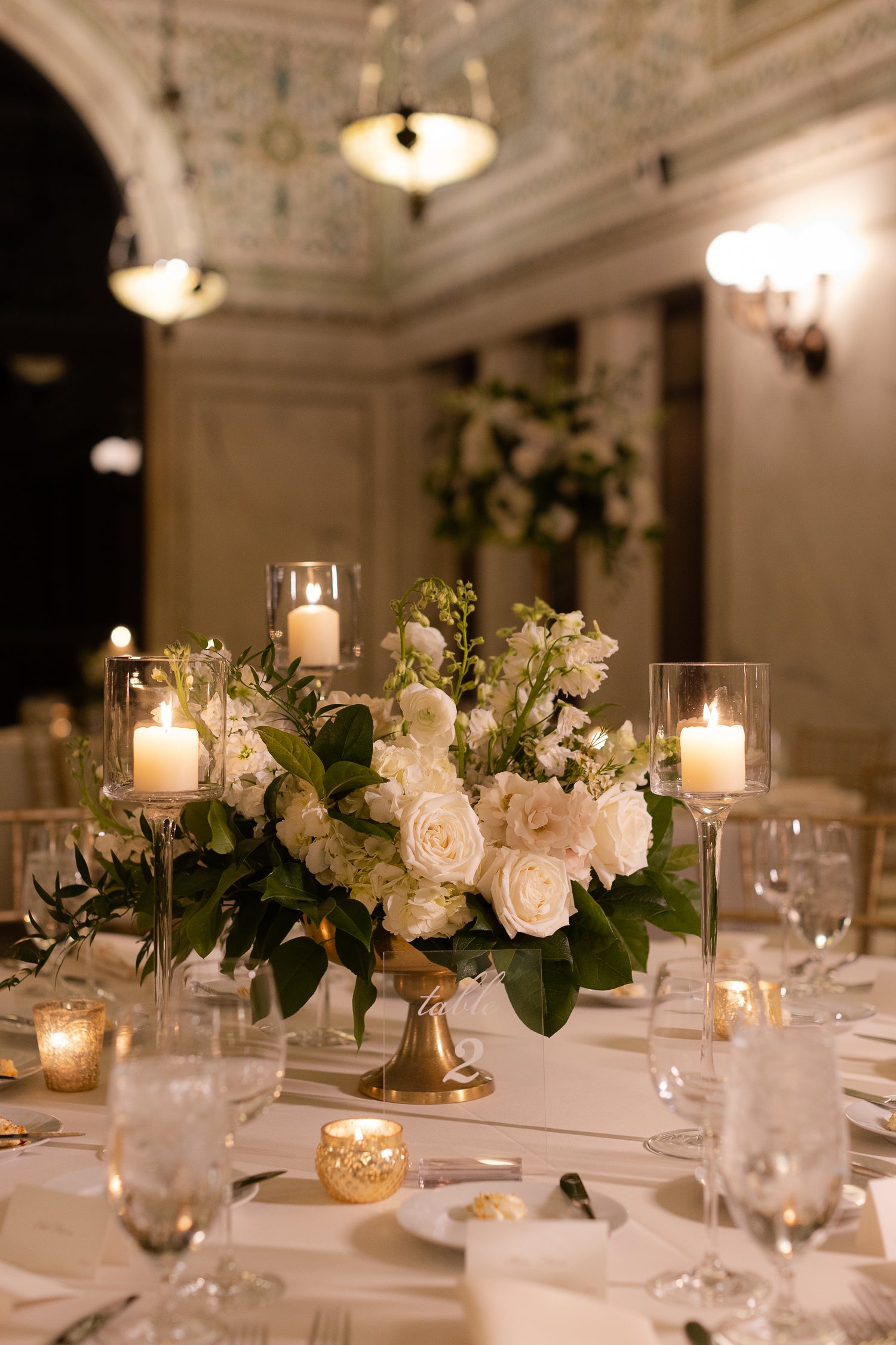 Beautiful Green & White Blooms at the Chicago Cultural Center