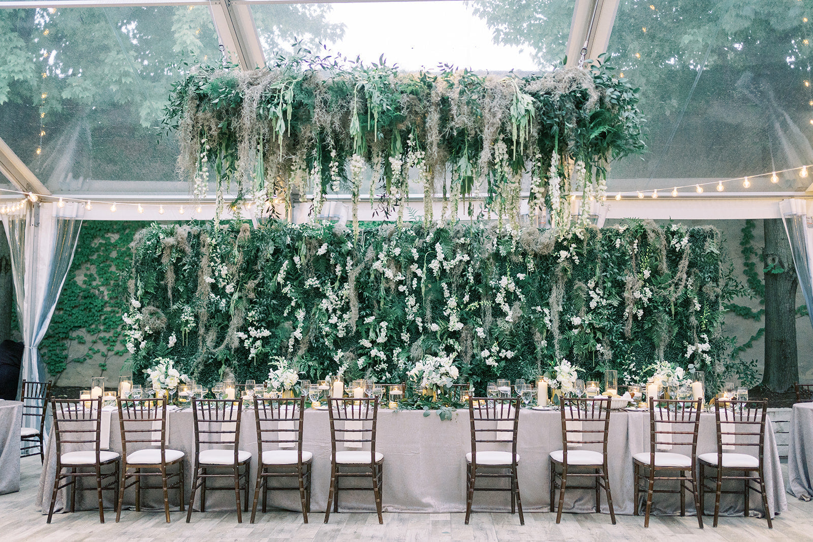 A Lush Greenery Wedding at The Chicago Illuminating Company with Magnolia, Spanish Moss & Floral Chandeliers