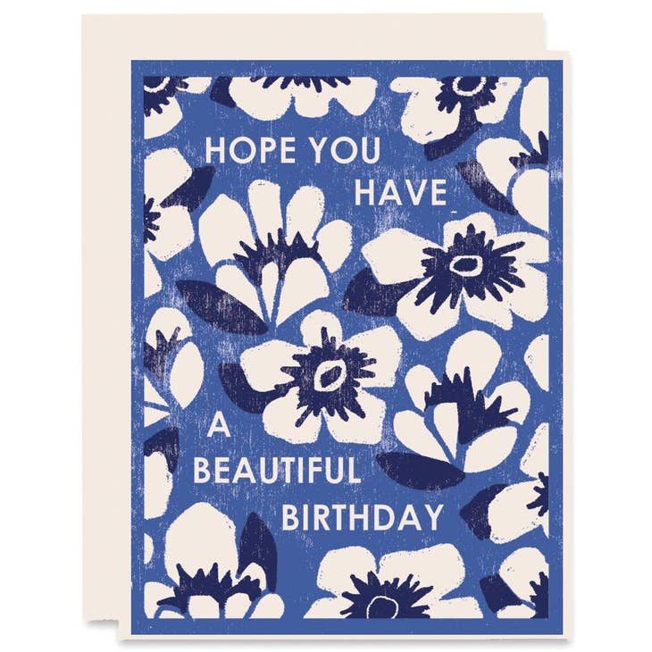 Blue Floral Birthday Card