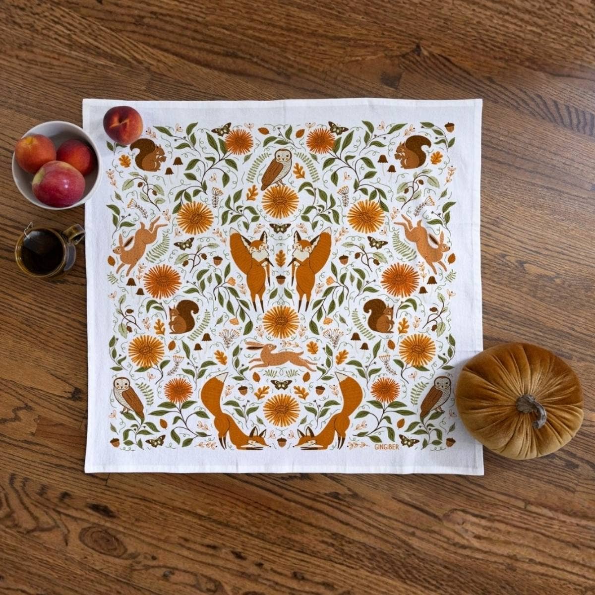 Fall Forest Tea Towel - Woodland Kitchen Towel Decor