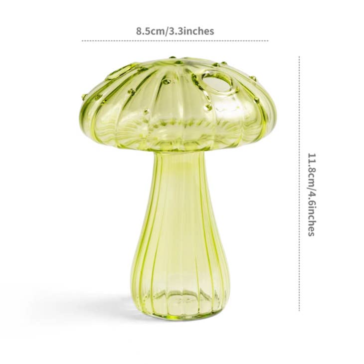 Mini Glass Mushroom Bud Vase Green
