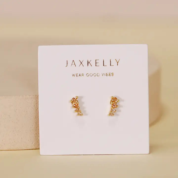 Mini Crawler - Champagne Cz - Gold Earrings