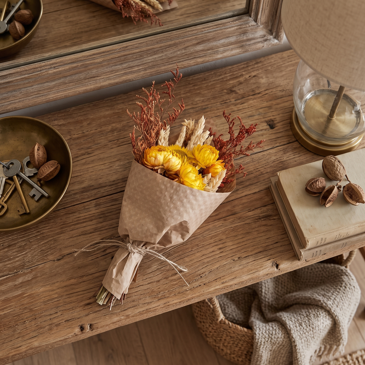 MINI Harvest Wheat and Sundrenched Strawflower Bouquet #269