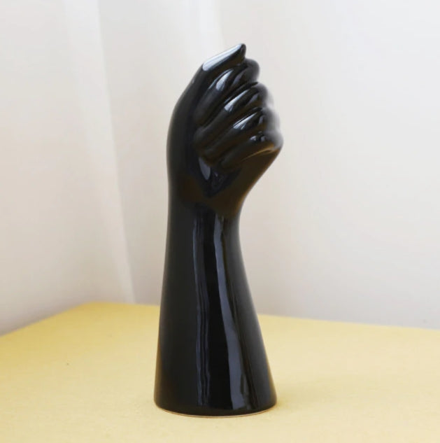 Ceramic Hand Shape Vase Black