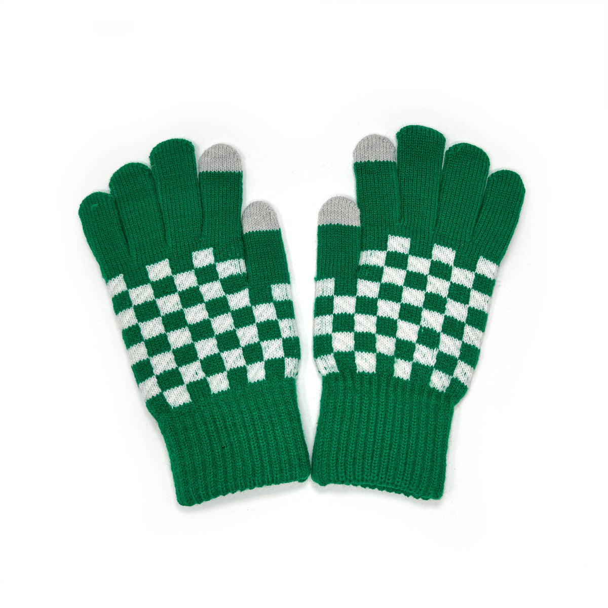 Cameron Checkerboard Touchscreen Gloves – Unisex Style: Green