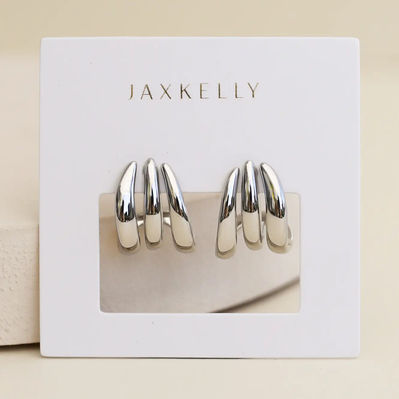 Three Hoop Huggie Silver