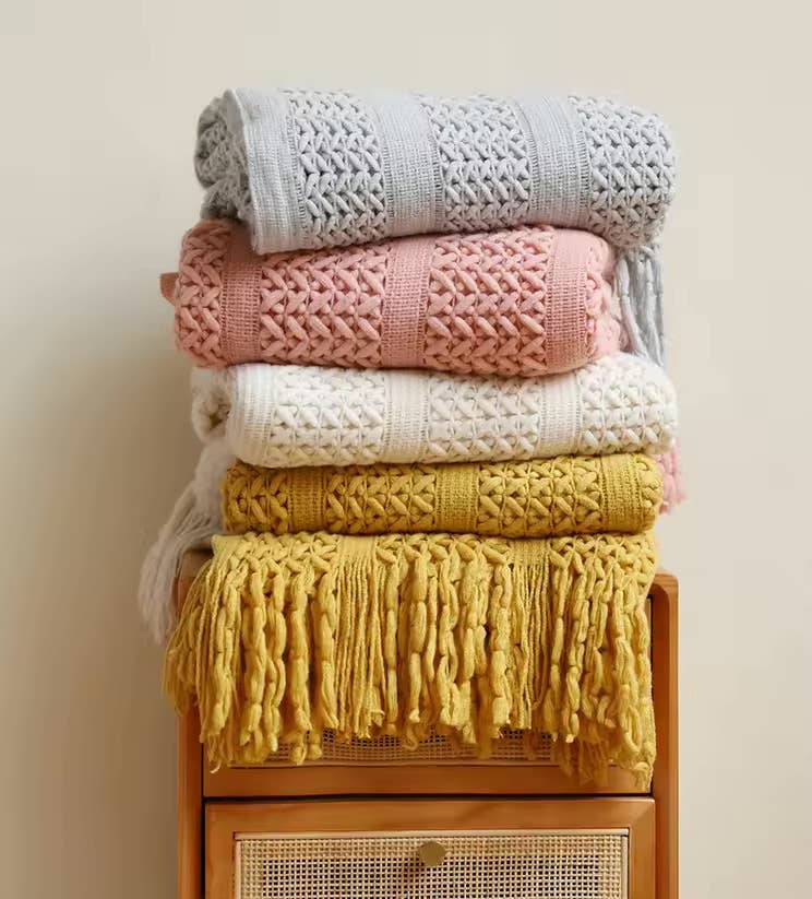Yellow Chunky Knit Throw Blanket, Soft and Cozy 50x60 Inch : Yellow