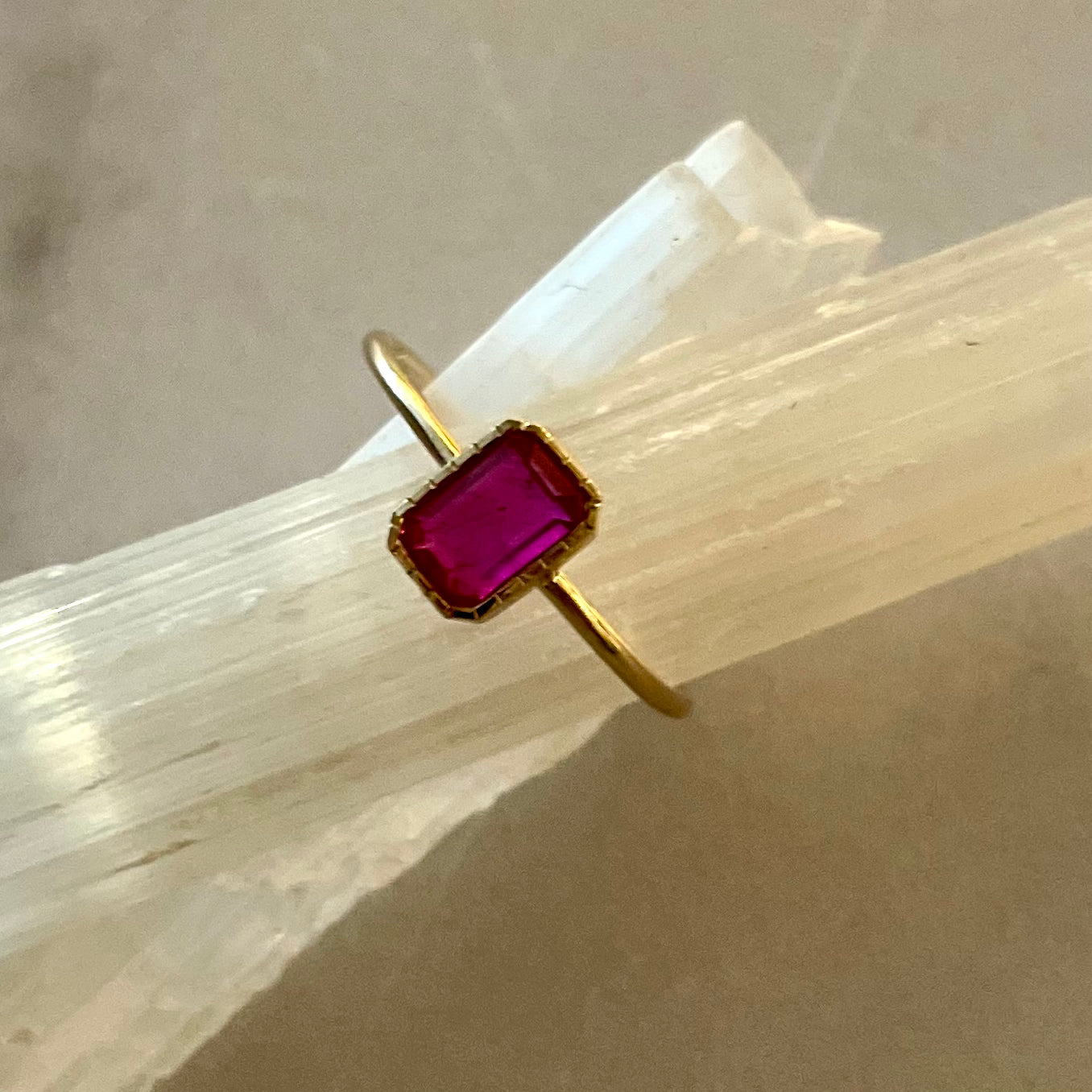 Emerald Cut Ruby Wisp Ring