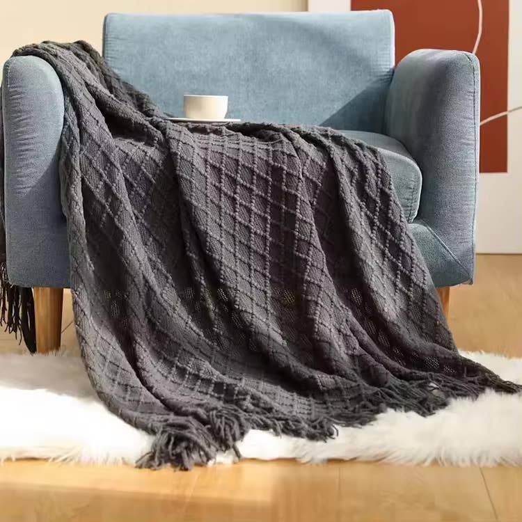 Knitted Throw Blanket, Soft and Cozy Throw Blanket 50x60": White