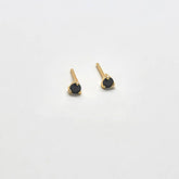 Black CZ Round Stud Earrings