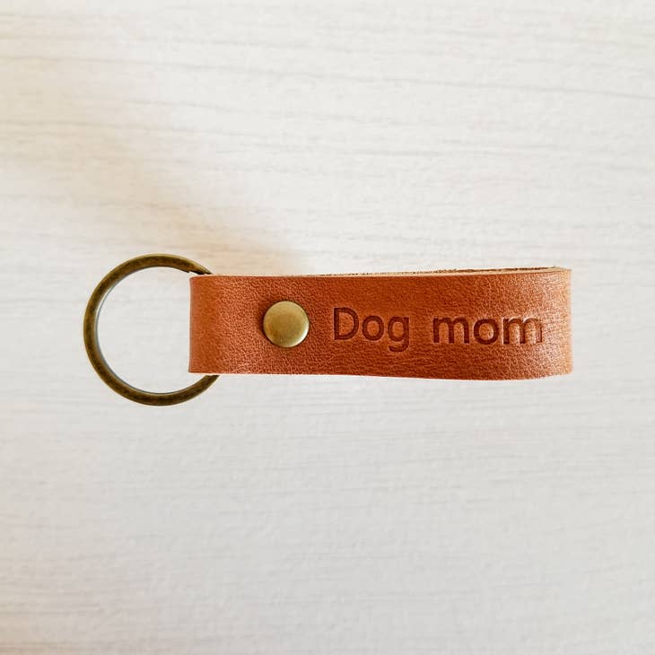 Dog Mom Leather Keychain