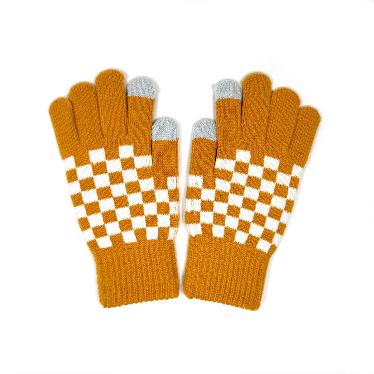 Cameron Checkerboard Touchscreen Gloves – Unisex Style: Dark Salmon
