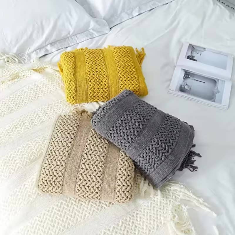 Yellow Chunky Knit Throw Blanket, Soft and Cozy 50x60 Inch : Yellow