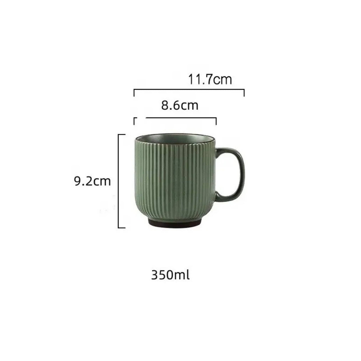 Coffee Mug with Striped Modern Vintage Nordic Style-12 oz : Green
