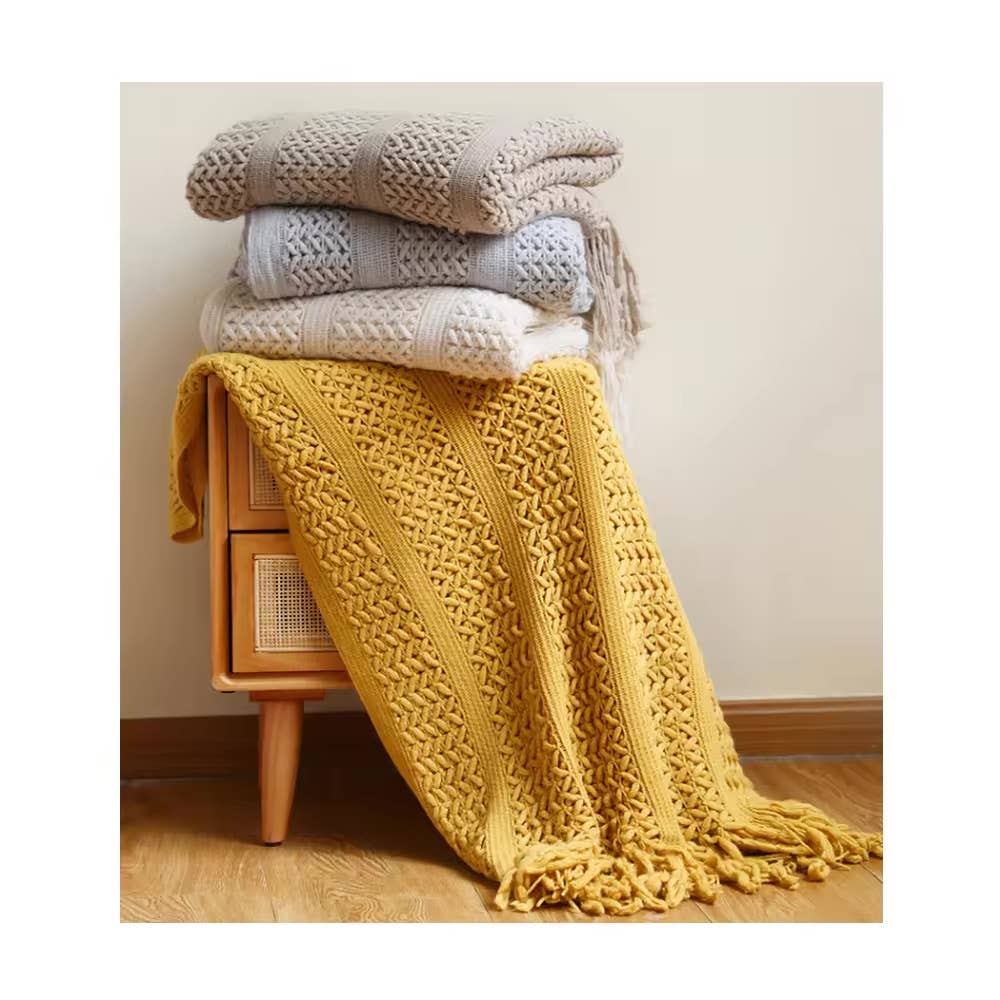 Yellow Chunky Knit Throw Blanket, Soft and Cozy 50x60 Inch : Yellow