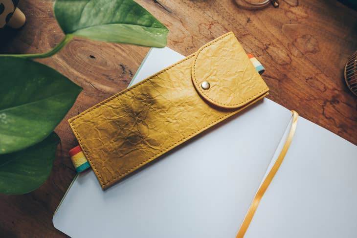 Yellow Vegan Leather Pouch