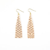 Delica Checkerboard Fringe Earrings -Blush
