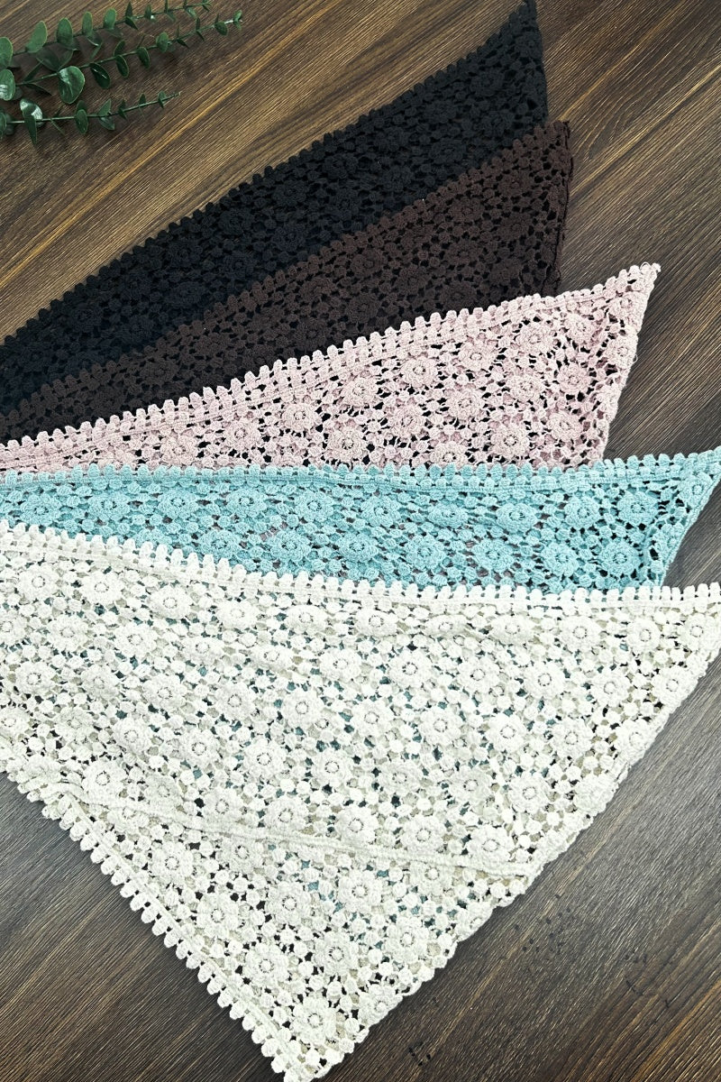 Floral Knit Crochet Headband – Boho Lace Scarf Wrap