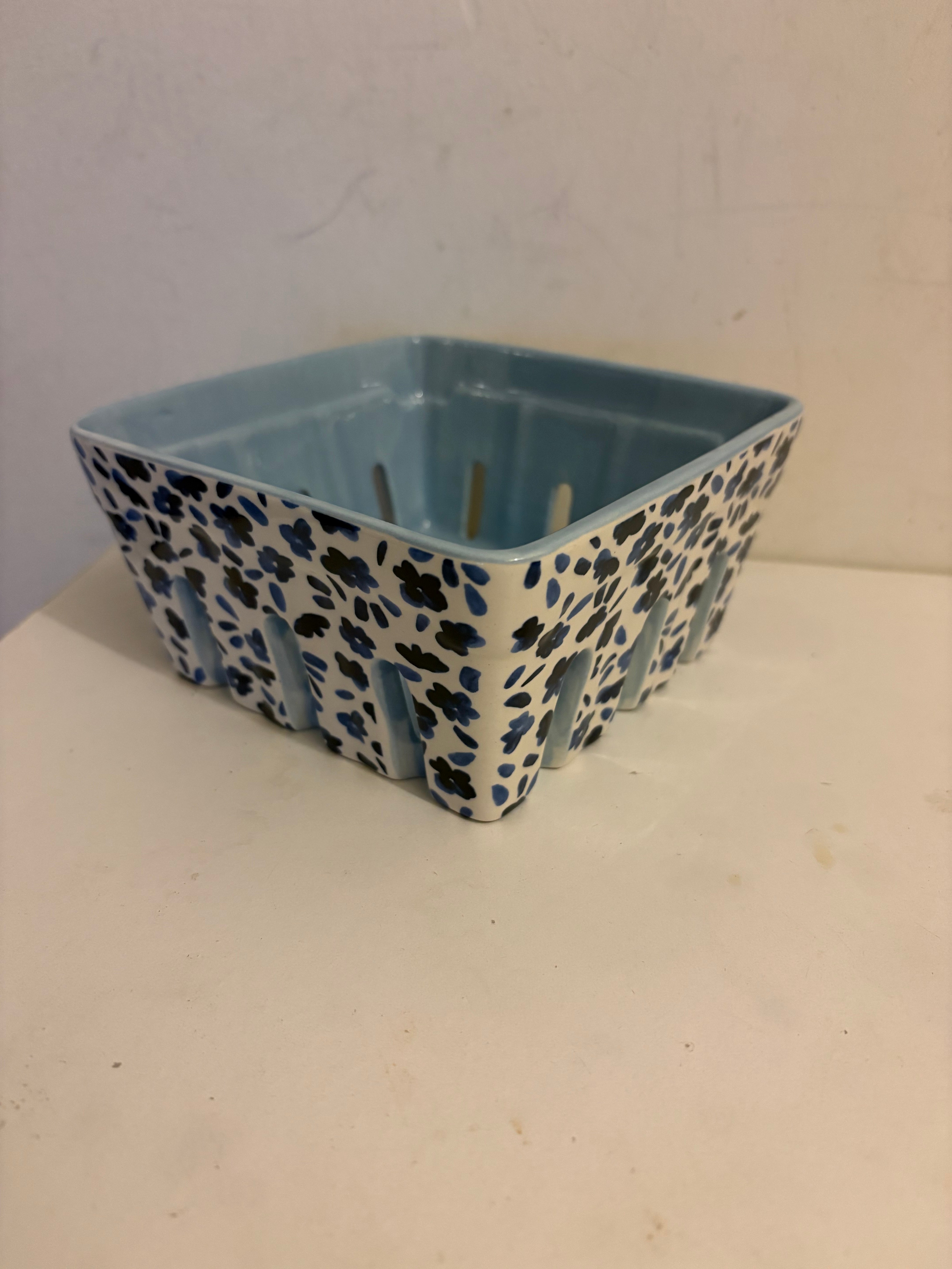 Ceramic Berry Basket Blue