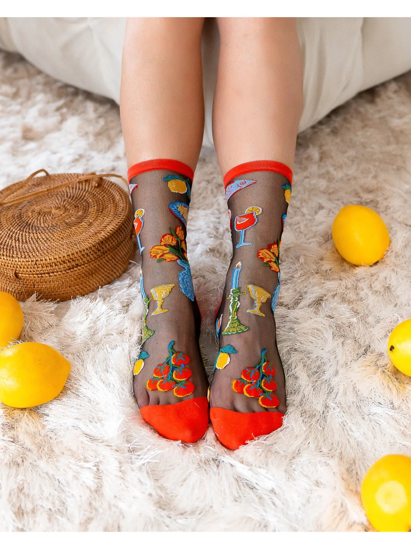 La Dolce Vita Black Sheer Crew Sock